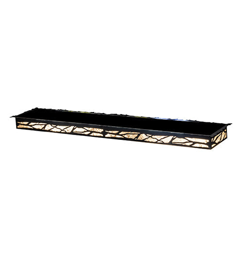 Meyda Lighting Whispering Pines 62" LED Flat Black Island Flush Mount Light With Silver Mica Shade Glass