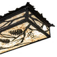 Meyda Lighting Whispering Pines 62" LED Flat Black Island Flush Mount Light With Silver Mica Shade Glass