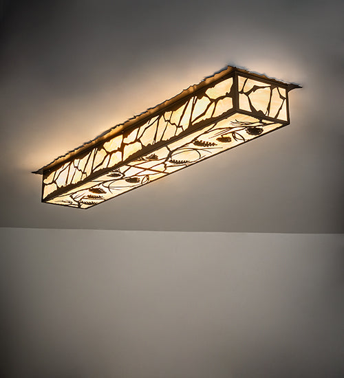 Meyda Lighting Whispering Pines 63" 6-Light Brown Metallic Island Flush Mount Light With Sahara Taupe Idalight Shade