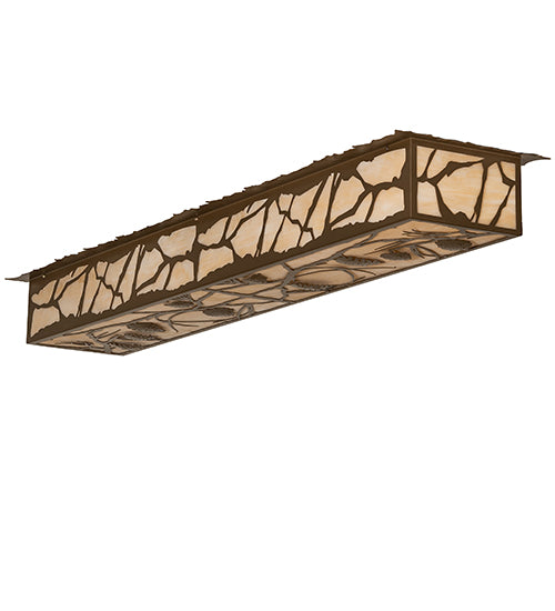 Meyda Lighting Whispering Pines 63" 6-Light Brown Metallic Island Flush Mount Light With Sahara Taupe Idalight Shade