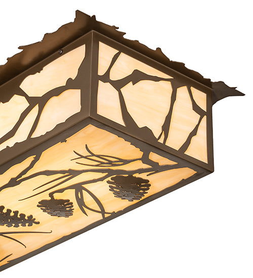 Meyda Lighting Whispering Pines 63" 6-Light Brown Metallic Island Flush Mount Light With Sahara Taupe Idalight Shade