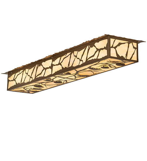 Meyda Lighting Whispering Pines 63" 6-Light Brown Metallic Island Flush Mount Light With Sahara Taupe Idalight Shade