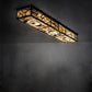 Meyda Lighting Whispering Pines 63" 6-Light Cafe Noir On Rust Island Flush Mount Light With Beige Ripple Shade Glass
