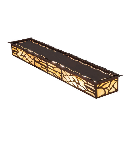 Meyda Lighting Whispering Pines 63" 6-Light Cafe Noir On Rust Island Flush Mount Light With Beige Ripple Shade Glass