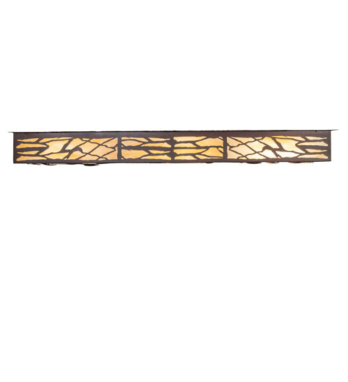 Meyda Lighting Whispering Pines 63" 6-Light Cafe Noir On Rust Island Flush Mount Light With Beige Ripple Shade Glass