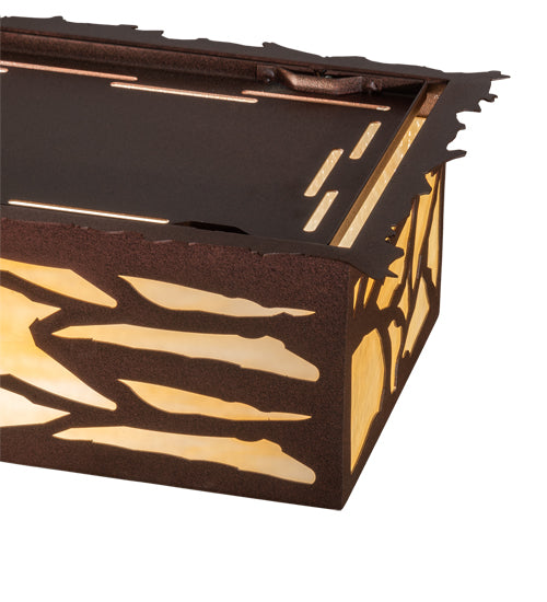 Meyda Lighting Whispering Pines 63" 6-Light Cafe Noir On Rust Island Flush Mount Light With Beige Ripple Shade Glass