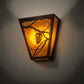 Meyda Lighting Whispering Pines 7" 2-Light Mahogany Bronze Wall Sconce With Amber Mica Shade Glass