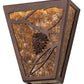 Meyda Lighting Whispering Pines 7" 2-Light Mahogany Bronze Wall Sconce With Amber Mica Shade Glass