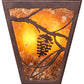 Meyda Lighting Whispering Pines 7" 2-Light Mahogany Bronze Wall Sconce With Amber Mica Shade Glass