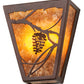 Meyda Lighting Whispering Pines 7" 2-Light Mahogany Bronze Wall Sconce With Amber Mica Shade Glass