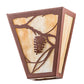 Meyda Lighting Whispering Pines 7" 2-Light Rust Powder Coat Wall Sconce With Beige Art Shade Glass