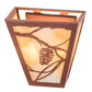 Meyda Lighting Whispering Pines 7" 2-Light Rust Powder Coat Wall Sconce With Beige Art Shade Glass