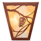 Meyda Lighting Whispering Pines 7" 2-Light Rust Powder Coat Wall Sconce With Beige Art Shade Glass