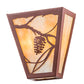 Meyda Lighting Whispering Pines 7" 2-Light Rust Powder Coat Wall Sconce With Beige Art Shade Glass