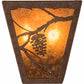 Meyda Lighting Whispering Pines 7" 2-Light Rust Rococco Wall Sconce With Amber Mica Shade Glass