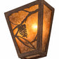 Meyda Lighting Whispering Pines 7" 2-Light Rust Rococco Wall Sconce With Amber Mica Shade Glass