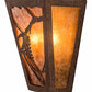 Meyda Lighting Whispering Pines 7" 2-Light Rust Rococco Wall Sconce With Amber Mica Shade Glass