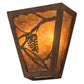 Meyda Lighting Whispering Pines 7" 2-Light Rust Rococco Wall Sconce With Amber Mica Shade Glass