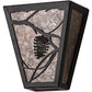 Meyda Lighting Whispering Pines 7" 2-Light Timeless Bronze Wall Sconce With Silver Mica Shade Glass