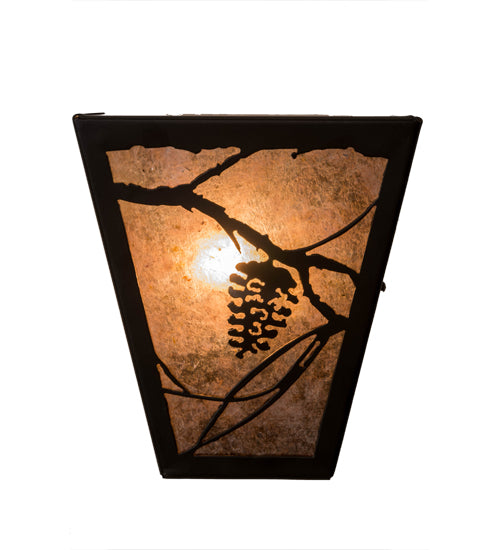 Meyda Lighting Whispering Pines 7" 2-Light Timeless Bronze Wall Sconce With Silver Mica Shade Glass
