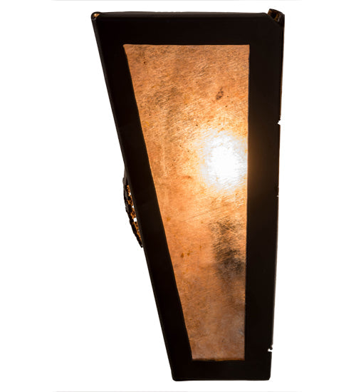 Meyda Lighting Whispering Pines 7" 2-Light Timeless Bronze Wall Sconce With Silver Mica Shade Glass