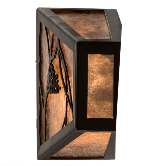 Meyda Lighting Whispering Pines 7" 2-Light Timeless Bronze Wall Sconce With Silver Mica Shade Glass