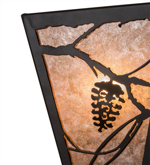 Meyda Lighting Whispering Pines 7" 2-Light Timeless Bronze Wall Sconce With Silver Mica Shade Glass