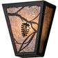 Meyda Lighting Whispering Pines 7" 2-Light Timeless Bronze Wall Sconce With Silver Mica Shade Glass