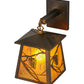 Meyda Lighting Whispering Pines 7" Antique Copper Hanging Wall Sconce With Honey Amber Art Shade Glass