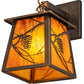 Meyda Lighting Whispering Pines 7" Antique Copper Hanging Wall Sconce With Honey Amber Art Shade Glass