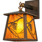 Meyda Lighting Whispering Pines 7" Antique Copper Hanging Wall Sconce With Honey Amber Art Shade Glass