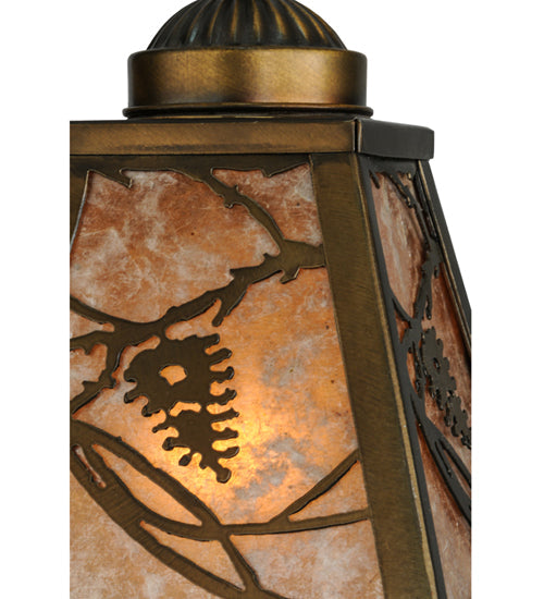 Meyda Lighting Whispering Pines 7" Antique Copper Mini Pendant Light With Silver Mica Shade Glass
