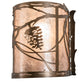 Meyda Lighting Whispering Pines 7" Antique Copper Wall Sconce With Silver Mica Shade Glass