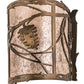 Meyda Lighting Whispering Pines 7" Antique Copper Wall Sconce With Silver Shade Glass