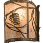 Meyda Lighting Whispering Pines 7" Antique Copper Wall Sconce With Silver Shade Glass