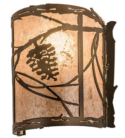 Meyda Lighting Whispering Pines 7" Antique Copper Wall Sconce With Silver Shade Glass