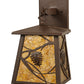 Meyda Lighting Whispering Pines 7" Cafe Noir Lantern Wall Sconce With Amber Mica Shade Glass