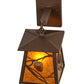 Meyda Lighting Whispering Pines 7" Cafe Noir Lantern Wall Sconce With Amber Mica Shade Glass