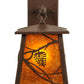 Meyda Lighting Whispering Pines 7" Cafe Noir Lantern Wall Sconce With Amber Mica Shade Glass