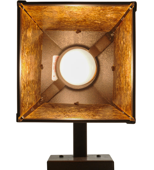 Meyda Lighting Whispering Pines 7" Cafe Noir Lantern Wall Sconce With Amber Mica Shade Glass