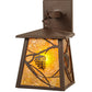 Meyda Lighting Whispering Pines 7" Cafe Noir Lantern Wall Sconce With Amber Mica Shade Glass