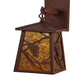 Meyda Lighting Whispering Pines 7" Rust Lantern Wall Sconce With Amber Mica Shade Glass