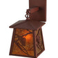 Meyda Lighting Whispering Pines 7" Rust Lantern Wall Sconce With Amber Mica Shade Glass