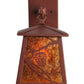 Meyda Lighting Whispering Pines 7" Rust Lantern Wall Sconce With Amber Mica Shade Glass
