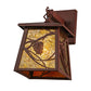 Meyda Lighting Whispering Pines 7" Rust Lantern Wall Sconce With Amber Mica Shade Glass