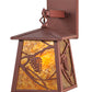 Meyda Lighting Whispering Pines 7" Rust Lantern Wall Sconce With Amber Mica Shade Glass