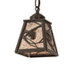 Meyda Lighting Whispering Pines 7" Timeless Bronze Mini Pendant Light With Silver Mica Shade Glass