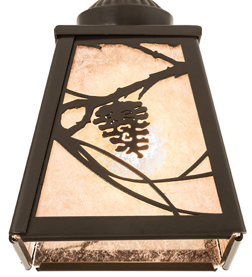 Meyda Lighting Whispering Pines 7" Timeless Bronze Mini Pendant Light With Silver Mica Shade Glass