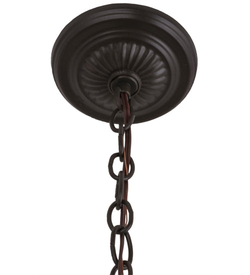 Meyda Lighting Whispering Pines 7" Timeless Bronze Pendant Light With Amber Mica Shade Glass