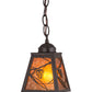 Meyda Lighting Whispering Pines 7" Timeless Bronze Pendant Light With Amber Mica Shade Glass
